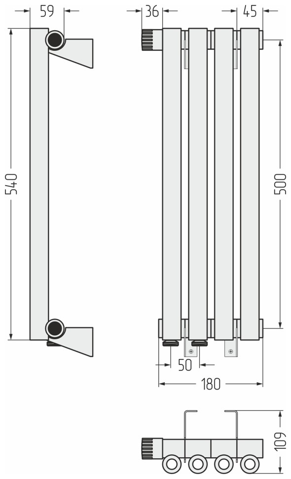 Эстет-0 EU50 левый 500х180 4 секции