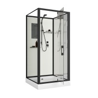 Душевая кабина Niagara Standart ST100/15Q/BL/BK (100х100х200) квадрат,поддон 15см,распашная,проф.черный,без крыши,3 места