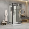 Душевая кабина Niagara Standart ST100/15Q/BL/BK (100х100х200) квадрат,поддон 15см,распашная,проф.черный,без крыши,3 места