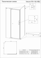 Душевой угол Veconi Rovigo RV-18, 800x800x2000, хром, стекло прозрачное