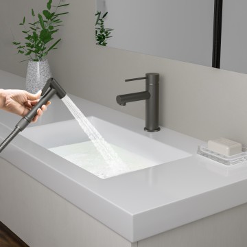Смеситель для раковины с гигиеническим душем Timo Saona 2360/18G черное золото