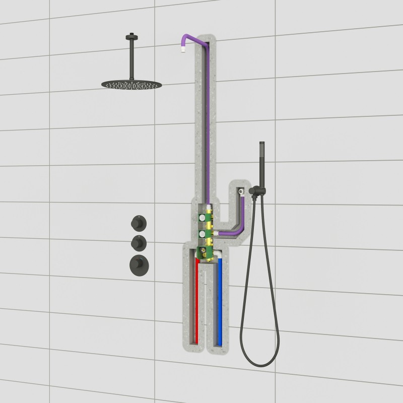 Душевая система встроенная с термостатом Timo Saona SX-2399/03SM черный