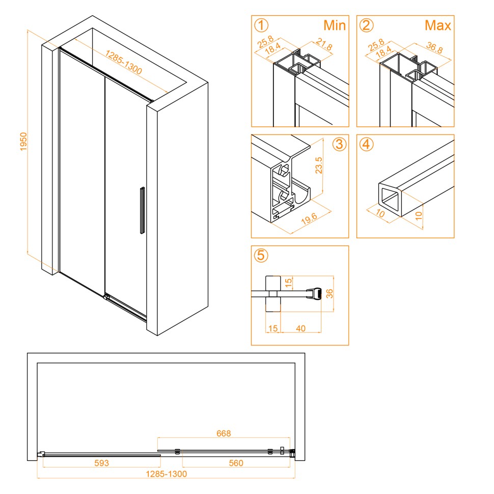 Душевая дверь RGW SV-12B (Прозрачное, 1300)