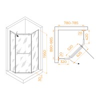 Душевой уголок RGW PA-091 (Прозрачное, 800x900)