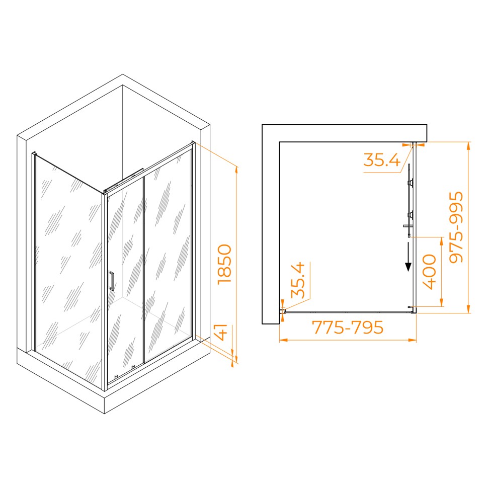 Душевой уголок RGW PA-145 (Прозрачное, 800x1000)
