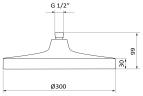 Верхний душ GRB HYDRO 05583100, 300 мм, хром