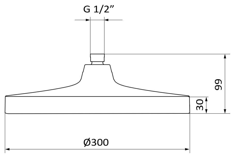 Верхний душ GRB HYDRO 05583100, 300 мм, хром