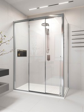 Душевой угол раздвижной Veconi Premium Prato 300 SP CH-L, 1400х1000x2000, хром, стекло прозрачное