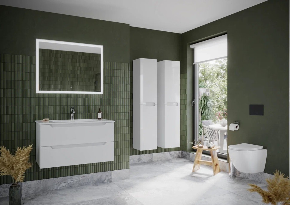 Тумба подвесная SANCOS Norma 2.0 990х450х500, c двумя ящиками оснащенными доводчиками, белый глянец , арт. NR2.100W