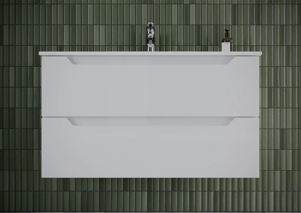 Тумба подвесная SANCOS Norma 2.0 990х450х500, c двумя ящиками оснащенными доводчиками, белый глянец , арт. NR2.100W