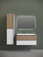 Тумба подвесная SANCOS Delta 995х445х500, c двумя ящиками оснащенными доводчиками, дуб светлый/белый , арт. DL100W