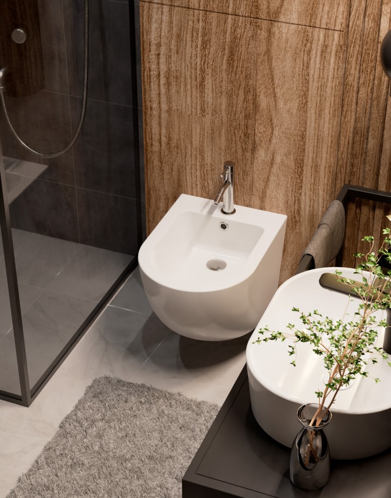 AQM2102 Биде подвесное с отв под смеситель, с переливом 495x370x325мм