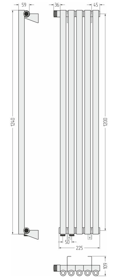Эстет-0 EU50 левый 1200х225 5 секций