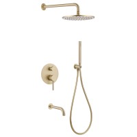 Душевая система ABBER Wasser Kreis AF8117G скрытого монтажа с изливом, золото матовое