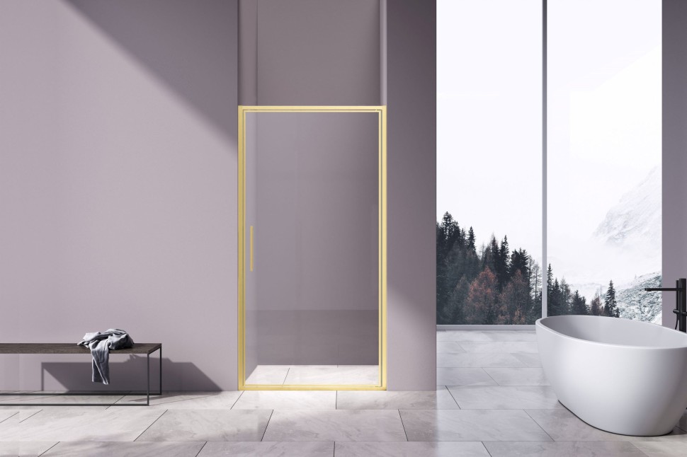 Душевая дверь Slim 8mm VDP-4SL900CLG, брашированное золото, стекло прозрачное