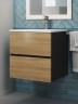 Тумба под раковину для ванной Uperwood Barsa, 50 см, подвесная, черная/дуб сонома