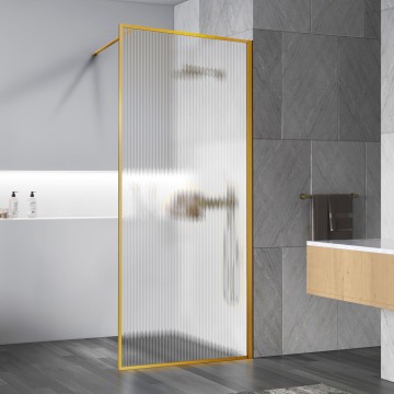 Душевая перегородка Волк-Ин (Walk-In) VSW-1HP700FLBG, 700*2000, брашированное золото, стекло рифленое