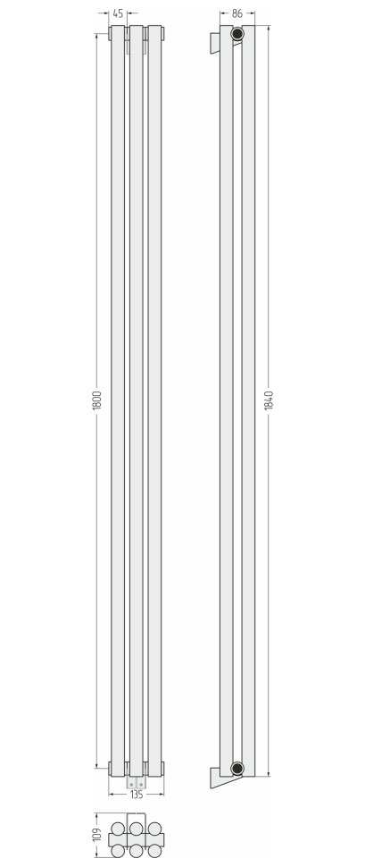 Эстет-11 1800х135 3 секции