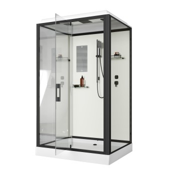 Душевая кабина Niagara Standart ST100/80/15Q/BL (100х80х215) прямоугольник,поддон 15см,распашная,проф.черный,3 места