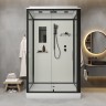 Душевая кабина Niagara Standart ST100/80/15Q/BL (100х80х215) прямоугольник,поддон 15см,распашная,проф.черный,3 места
