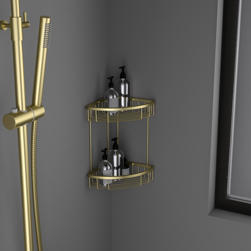 Полка угловая двойная Timo Saona 13082/17 золото матовое