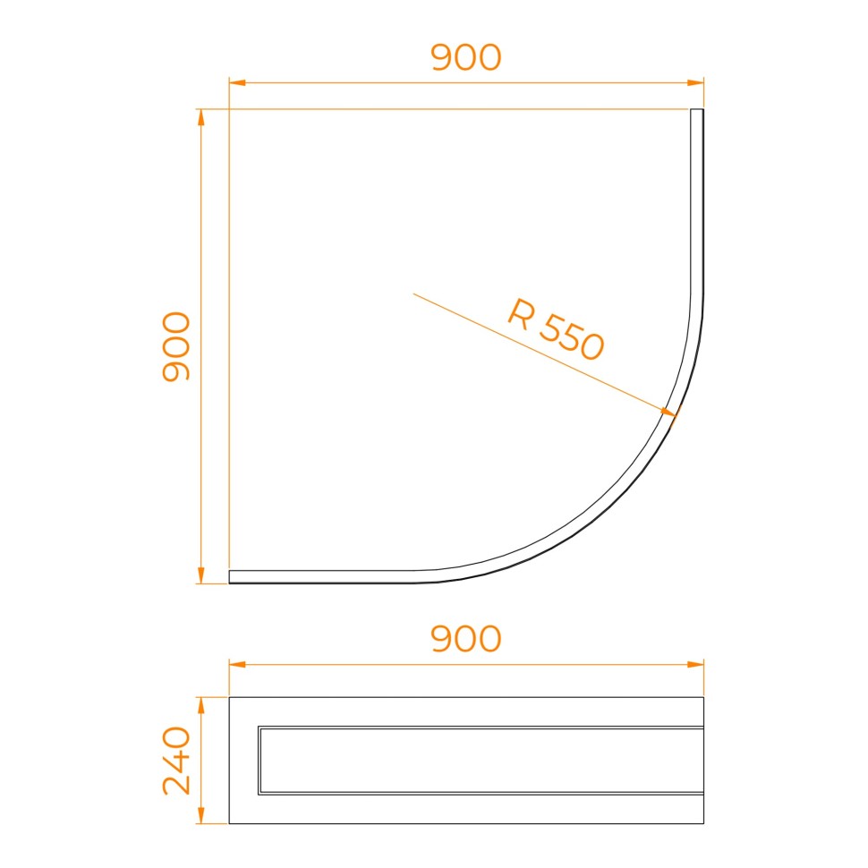 Экран для душевого поддона RGW NP/CL-S полукруглый (900x900)