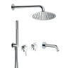 AQM8408CR Набор для комплектации ванны с изливом, верхним и ручным душем, хром