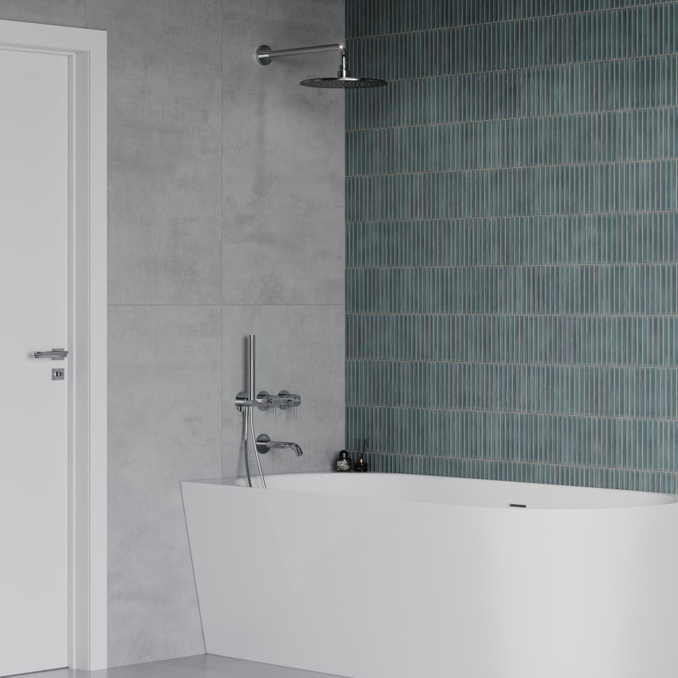 AQM8408CR Набор для комплектации ванны с изливом, верхним и ручным душем, хром