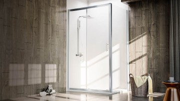 Боковая панель Veconi KP-05, 1000х1900 хром, стекло прозрачное
