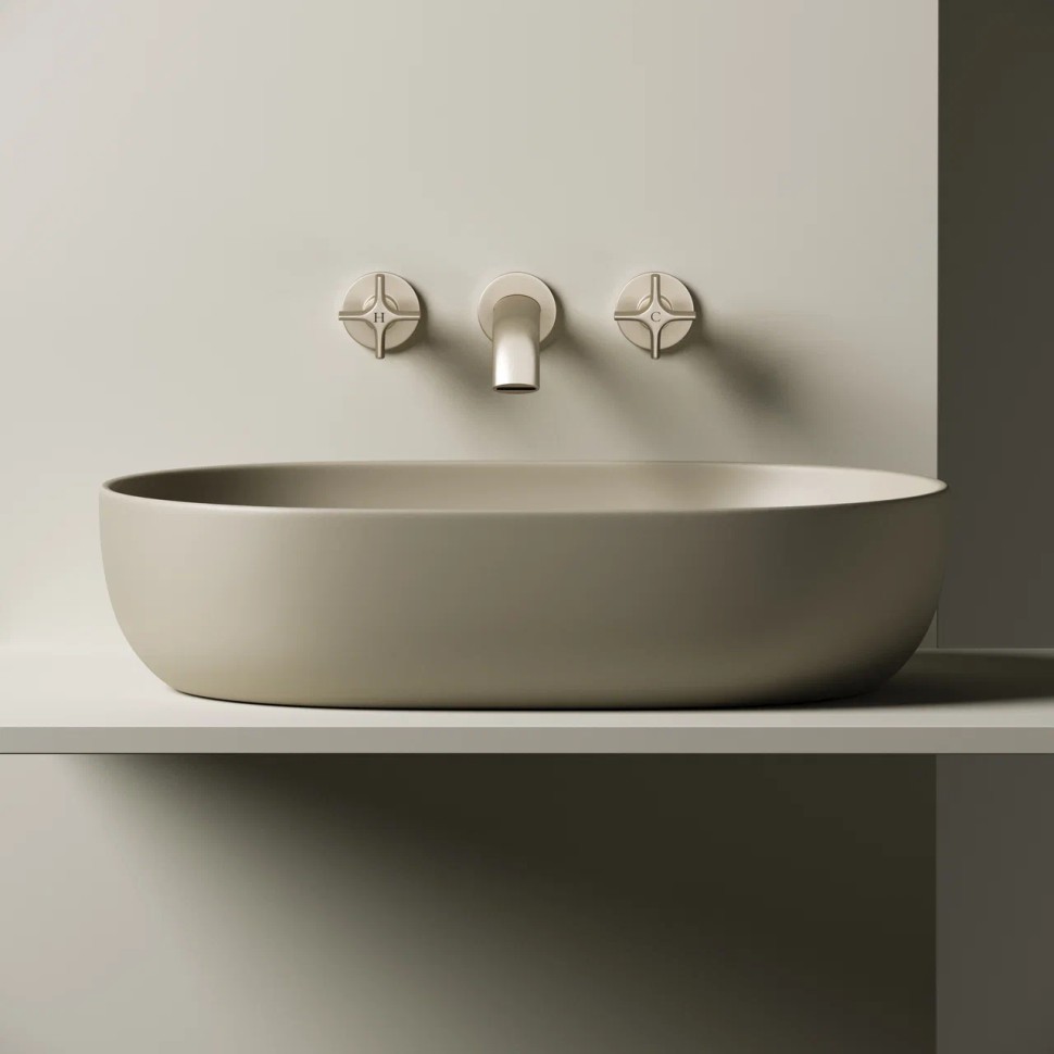 Умывальник чаша накладная овальная (цвет Капучино Матовый) Element 600x415x135мм