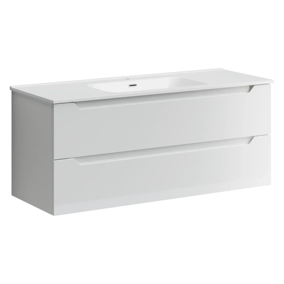 Тумба подвесная SANCOS Norma 2.0 1190х450х500, c двумя ящиками оснащенными доводчиками, белый глянец , арт. NR2.120-1W