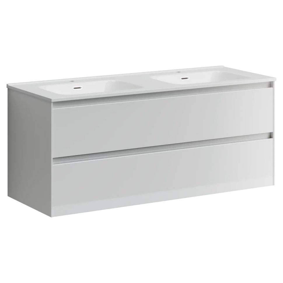 Тумба подвесная SANCOS Cento 1190х450х500, c двумя ящиками оснащенными доводчиками, белый глянец, арт. CN120-2W