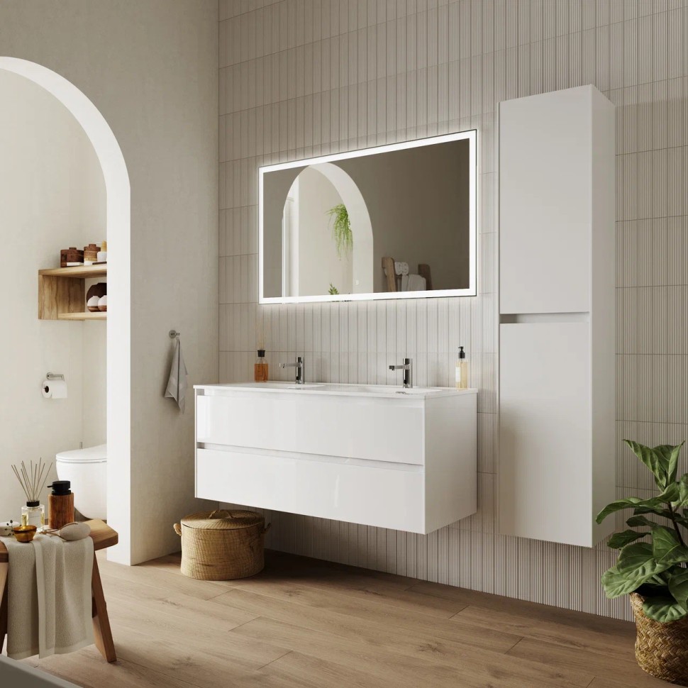 Тумба подвесная SANCOS Cento 1190х450х500, c двумя ящиками оснащенными доводчиками, белый глянец, арт. CN120-2W