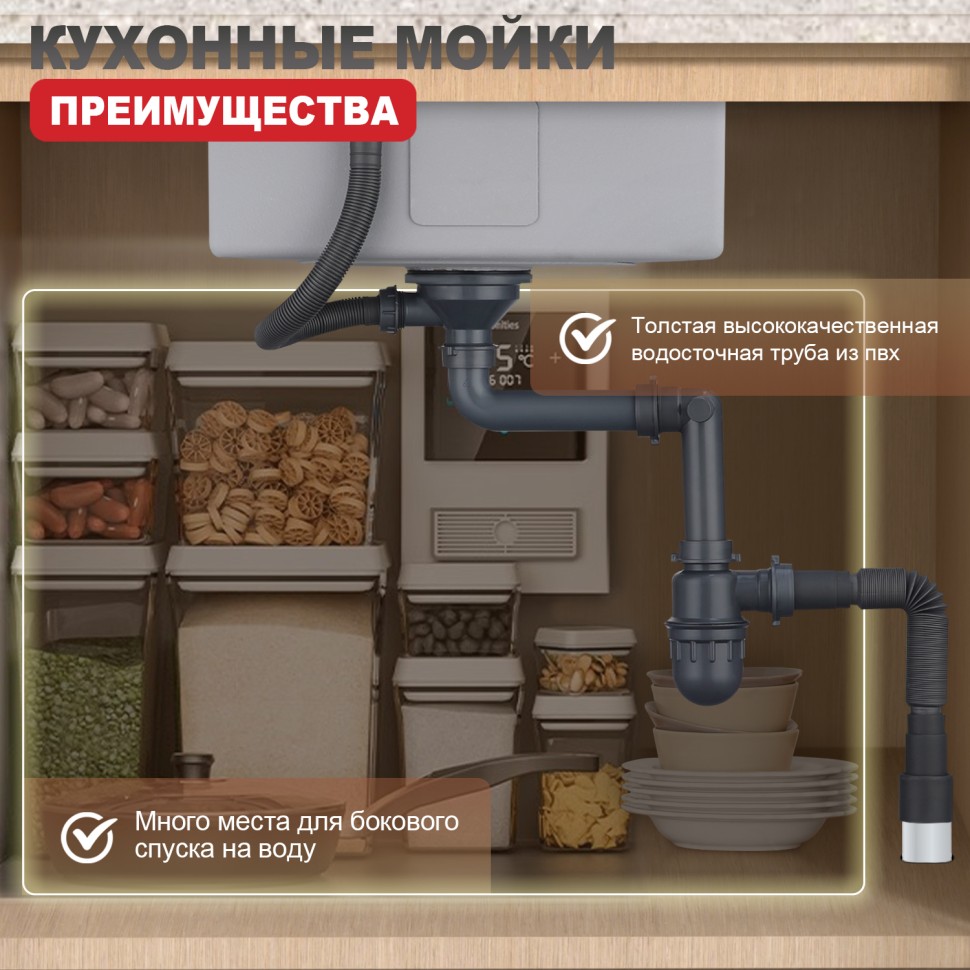 Мойка - профессиональная ручная работа Raglo, графит R701