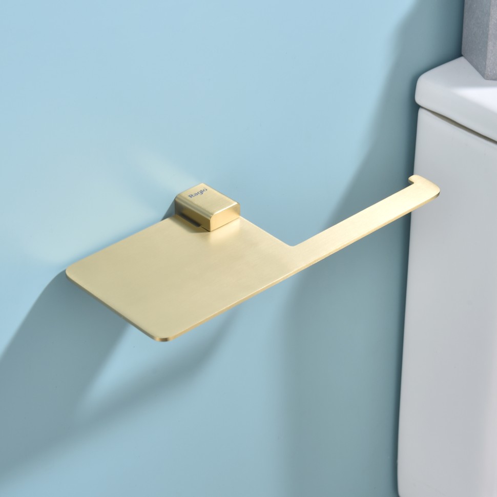 Бумагодержатель с полочкой для телефона Raglo сатин золото