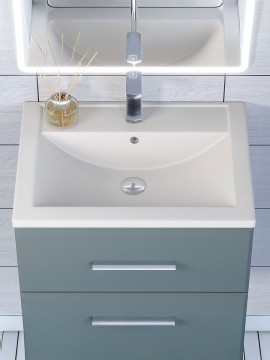 Раковина для ванной кварцевая Uperwood Foster Quartz 60х40,5х16,5 см, белая матовая, жасмин