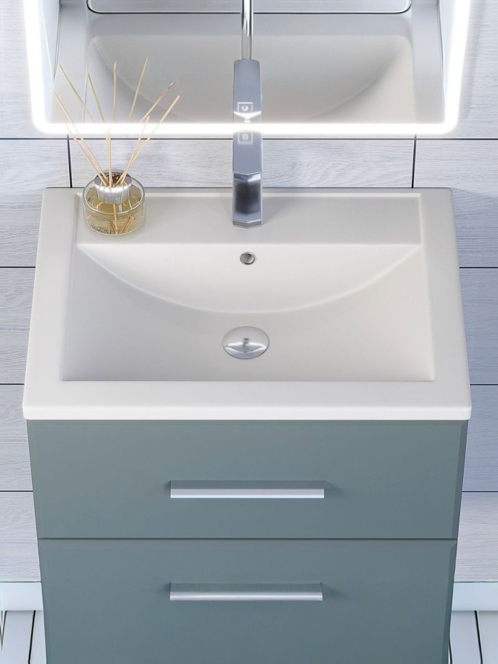 Раковина для ванной кварцевая Uperwood Foster Quartz 60х40,5х16,5 см, белая матовая, жасмин