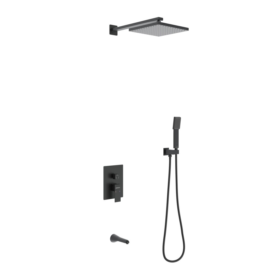 Душевой комплект BERGES NARDIS 3S BLACK, черный матовый