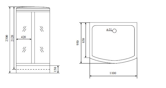 Timo Lux TL-1501 душевая кабина 110*95*230