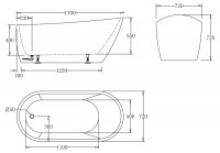 Акриловая ванна без перелива BELBAGNO BB62-1700-W0, 1700х720х720