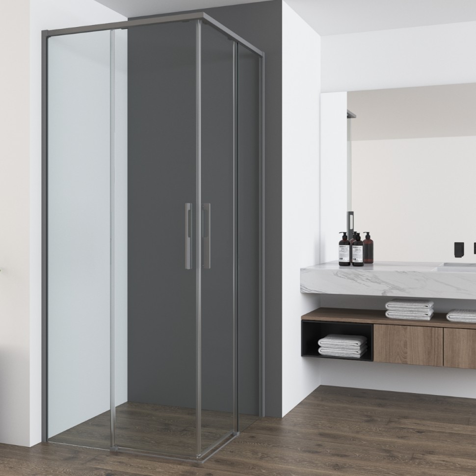 Душевой уголок Ultima VSS-7UL8090CLGM, 800*900, вороненая сталь, стекло прозрачное