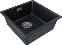 Мойка LUMI 45UNI, IT-GRANIT, LU45-BLM, черный металлик, 455х460, Paulmark