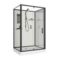 Душевая кабина Niagara Standart ST100/80/15Q/BL/BK (100х80х200) прямоугольник,поддон 15см,распашная,проф.черный,без крыши,3 места