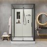 Душевая кабина Niagara Standart ST100/80/15Q/BL/BK (100х80х200) прямоугольник,поддон 15см,распашная,проф.черный,без крыши,3 места