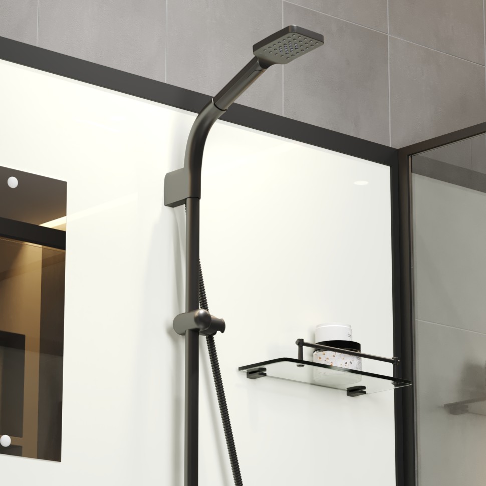 Душевая кабина Niagara Standart ST100/80/15Q/BL/BK (100х80х200) прямоугольник,поддон 15см,распашная,проф.черный,без крыши,3 места