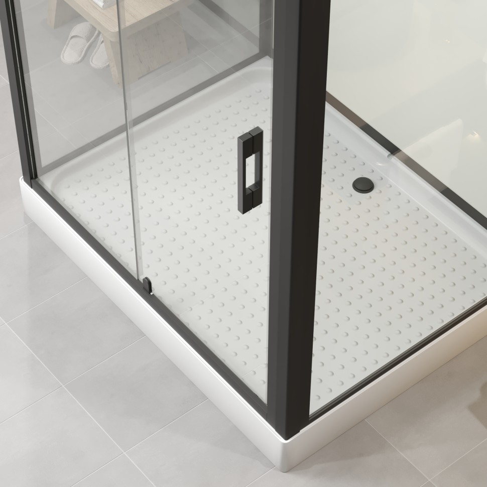 Душевая кабина Niagara Standart ST100/80/15Q/BL/BK (100х80х200) прямоугольник,поддон 15см,распашная,проф.черный,без крыши,3 места