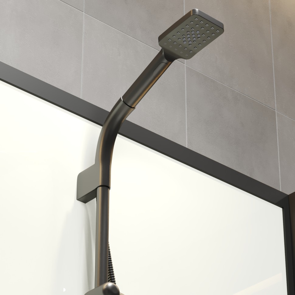 Душевая кабина Niagara Standart ST100/80/15Q/BL/BK (100х80х200) прямоугольник,поддон 15см,распашная,проф.черный,без крыши,3 места