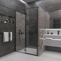 Душевая дверь Veconi Vianno VN-73B, 1200x1950, черный, стекло прозрачное