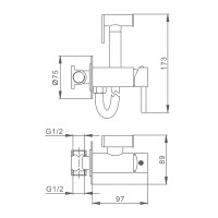 Смеситель Splenka встраиваемый с гигиеническим душем S99.52.07 Серый