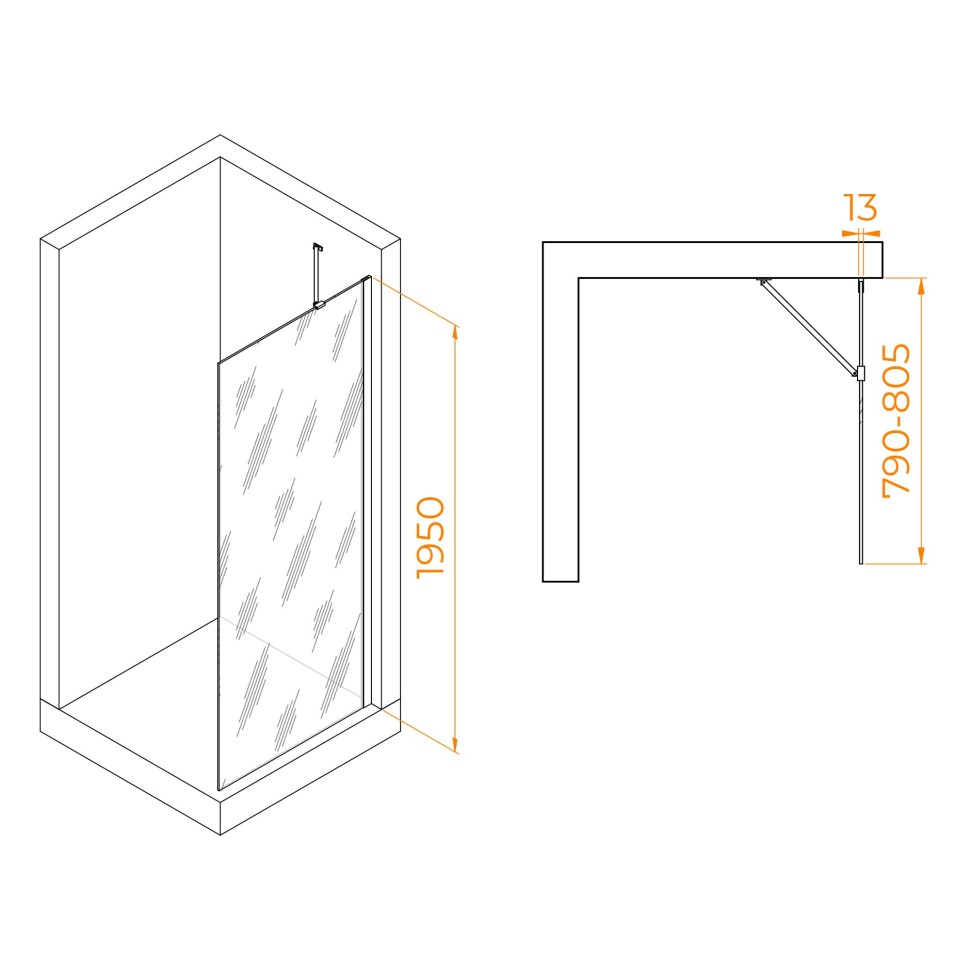 Душевая перегородка RGW WA-110B (Прозрачное, 800)